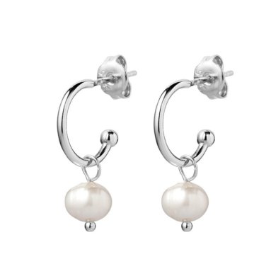 1/2 Hoop Freshwater Pearl Earrings - Silver | DPI Jewellery | Jewellery | Thirty 16 Williamstown