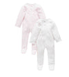 2 Piece Zip Growsuit - Pale Pink Spot/ Pink Melange Stripe | Purebaby | Baby &amp; Toddler Growsuits &amp; Rompers | Thirty 16 Williamstown