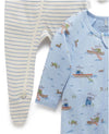 2 Piece Zip Growsuit - Sky Fishing | Purebaby | Baby &amp; Toddler Growsuits &amp; Rompers | Thirty 16 Williamstown