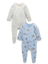 2 Piece Zip Growsuit - Sky Fishing | Purebaby | Baby &amp; Toddler Growsuits &amp; Rompers | Thirty 16 Williamstown