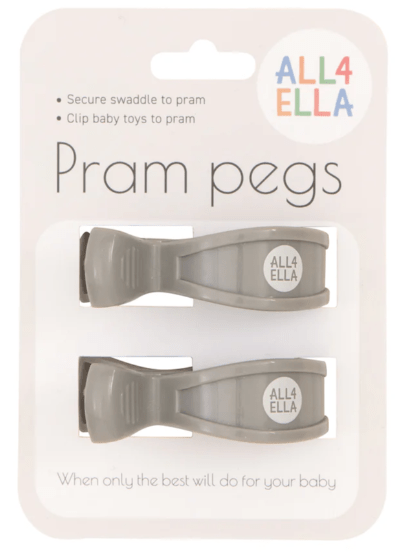 2 Pram Pegs - Grey | All 4 Ella | Bedding, Blankets & Swaddles | Thirty 16 Williamstown