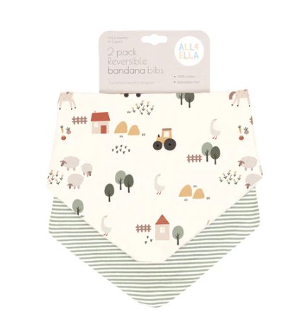 Bandana Bibs 2 pk - Country Farm | All 4 Ella | Bibs &amp; Bandana Bibs | Thirty 16 Williamstown