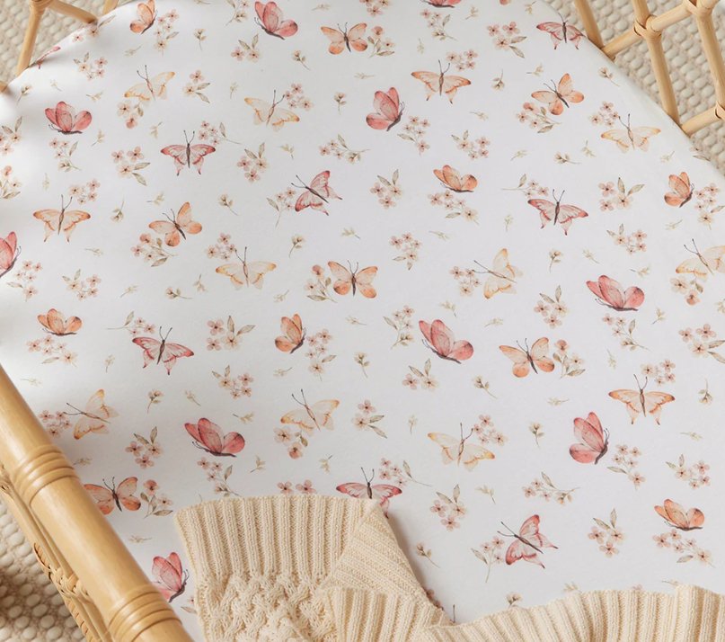 Bassinet Fitted Sheet/ Change Pad Cover - Butterfly | Snuggle Hunny | Bedding, Blankets &amp; Swaddles | Thirty 16 Williamstown