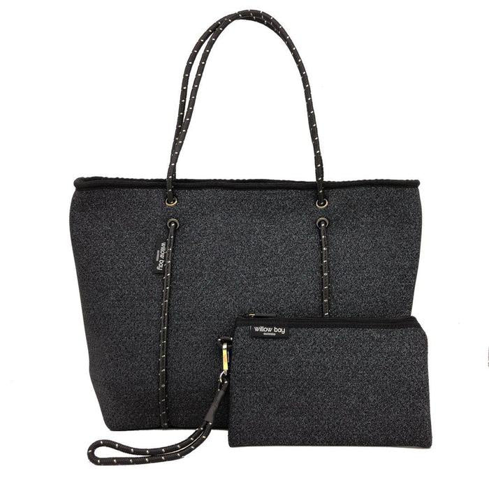 Boutique Neoprene Zip Tote - Black Denim | Willow Bay Australia | Women's Accessories | Thirty 16 Williamstown