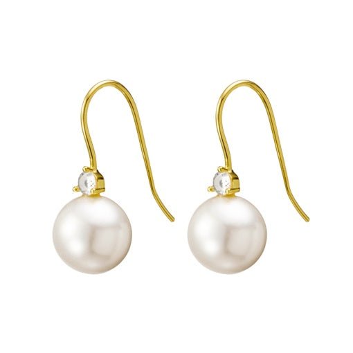 CZ and Pearl Hook Earrings - Gold | DPI Jewellery | Jewellery | Thirty 16 Williamstown