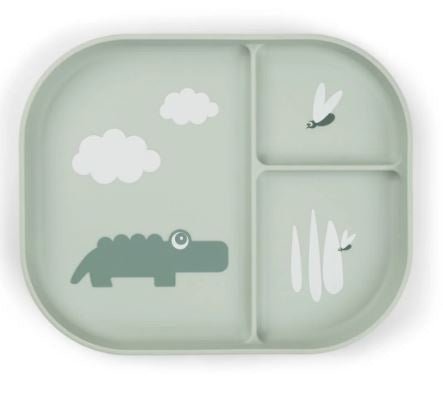 Foodie Compartment Plate - Croco Green | Done By Deer | Children's Dinnerware | Thirty 16 Williamstown