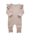 Frill Ribbed Jumpsuit - Beige | RAI &amp; CO | Baby &amp; Toddler Growsuits &amp; Rompers | Thirty 16 Williamstown