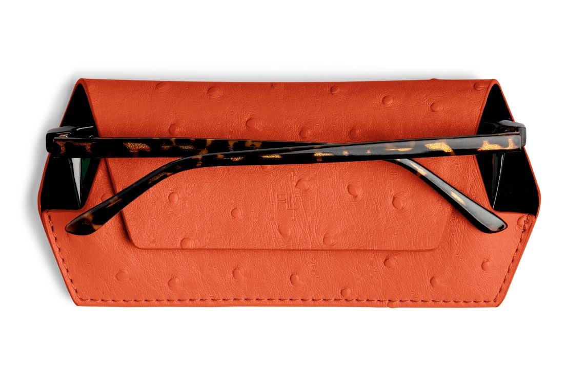 Glasses Case - Ostrich Print Orange | Fox and Leo | Women&#39;s Accessories | Thirty 16 Williamstown