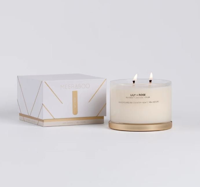 Gold Lid Soy Candle - Lily + Rose | Meeraboo | Home Fragrances | Thirty 16 Williamstown