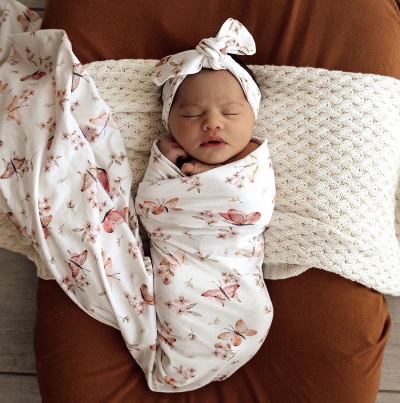 Jersey Wrap &amp; Topknot Set - Butterfly | Snuggle Hunny | Bedding, Blankets &amp; Swaddles | Thirty 16 Williamstown