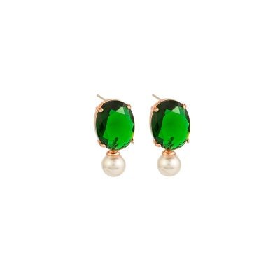 Light Green Emerald Crystal & Pearl Earrings | Tiger Tree | Jewellery | Thirty 16 Williamstown