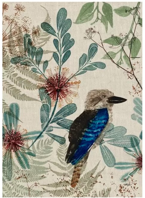 Luxury Non Smear Tea Towel - Blue Kookaburra | KE Design | Aprons, Mitts & Tea Towels | Thirty 16 Williamstown