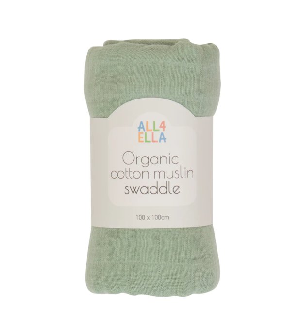 Organic Muslin Swaddle - Sage | All 4 Ella | Bedding, Blankets &amp; Swaddles | Thirty 16 Williamstown