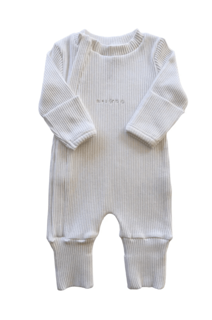 Ribbed Jumpsuit - White | RAI &amp; CO | Baby &amp; Toddler Growsuits &amp; Rompers | Thirty 16 Williamstown