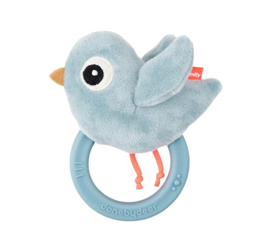 Sensory Rattle with Teether Birdie - Blue | Done By Deer | Comforters, Teethers & Rattles | Thirty 16 Williamstown