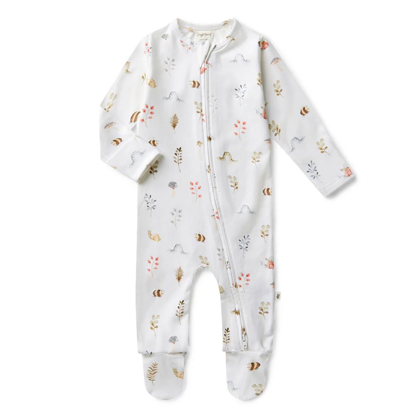 Sleepsuit Zip Footie - Garden Friends | Snuggle Hunny | Baby &amp; Toddler Growsuits &amp; Rompers | Thirty 16 Williamstown