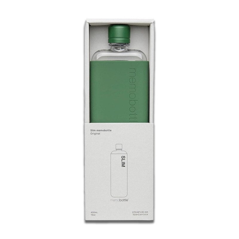 Slim Memobottle With Silicone Sleeve - Moss Green | Memobottle | Drink Bottles | Thirty 16 Williamstown