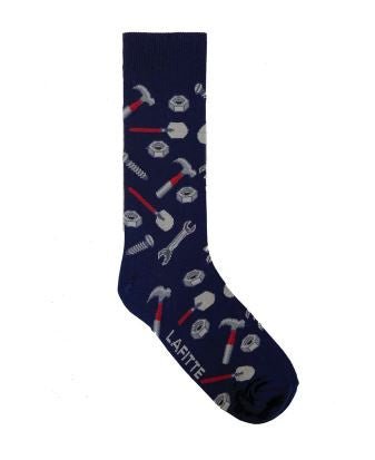 Tools Navy Patterned Socks | Lafitte | Socks For Him &amp; For Her | Thirty 16 Williamstown