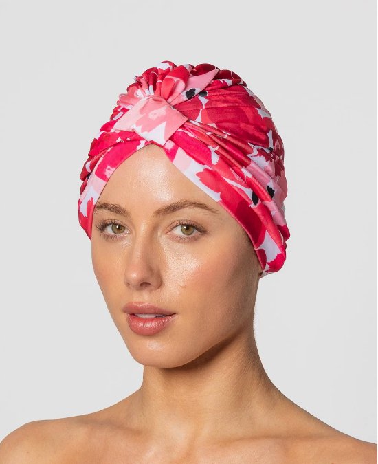 Turban Shower Cap - Amelie Poppy Rosso | Louvelle | Shower Caps | Thirty 16 Williamstown