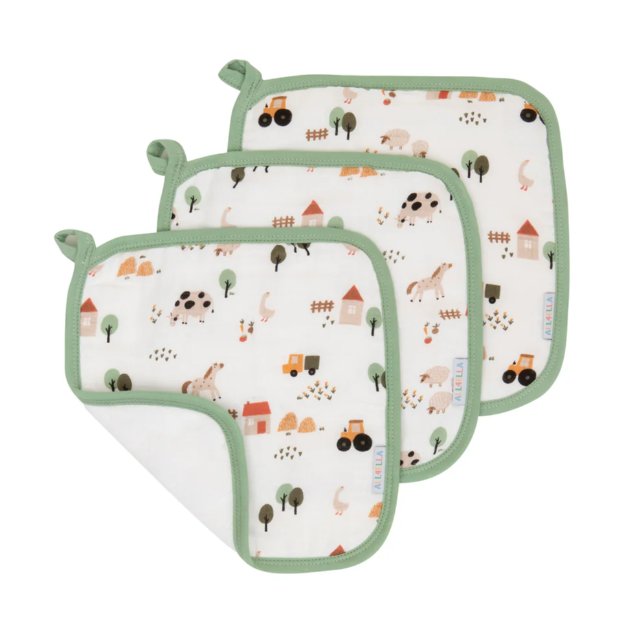 Wash Cloth 3 pk - Country Farm | All 4 Ella | Bath Time | Thirty 16 Williamstown