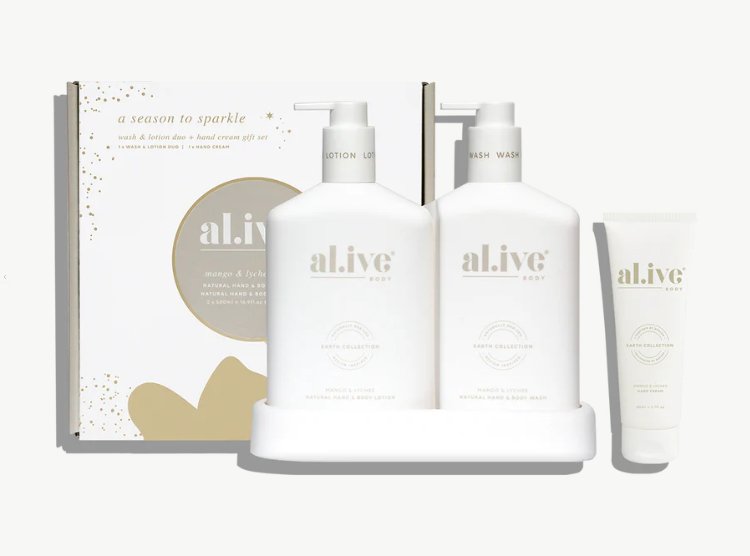 Wash &amp; Lotion Duo + Hand Cream Gift Set - Mango &amp; Lychee | Al.ive Body | Body Lotion &amp; Wash | Thirty 16 Williamstown