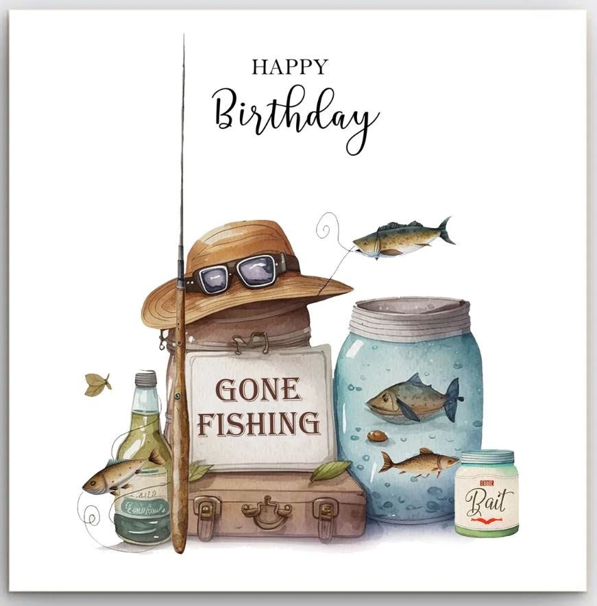 Greeting Card - Gone Fishing, Basically Paper
