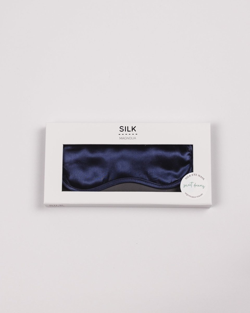 Mulberry Silk Eye Mask - French Navy | Silk Magnolia | Heat Packs, Eye Pillows &amp; Masks | Thirty 16 Williamstown