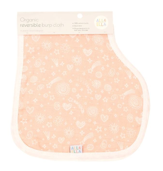 Organic Burp Cloth - Sweet Blush | All 4 Ella | Bibs &amp; Bandana Bibs | Thirty 16 Williamstown