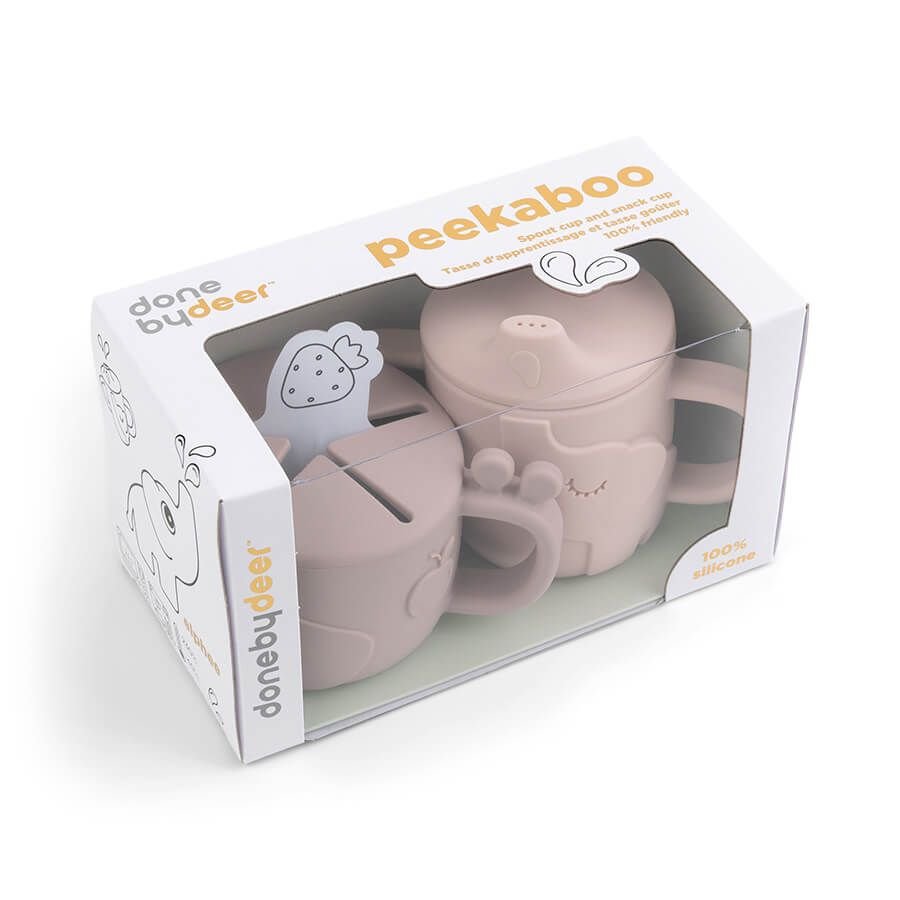 Peekaboo Silicone Spout & Snack Cup Set - Powder | Done By Deer | Children's Dinnerware | Thirty 16 Williamstown