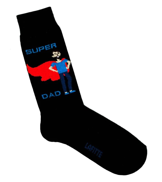 Super Dad Black Patterned Socks | Lafitte | Socks For Him &amp; For Her | Thirty 16 Williamstown