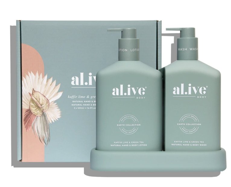 The Duo - Hand & Body Wash & Lotion + Tray - Kaffir Lime & Green Tea | Al.ive Body | Body Lotion & Wash | Thirty 16 Williamstown